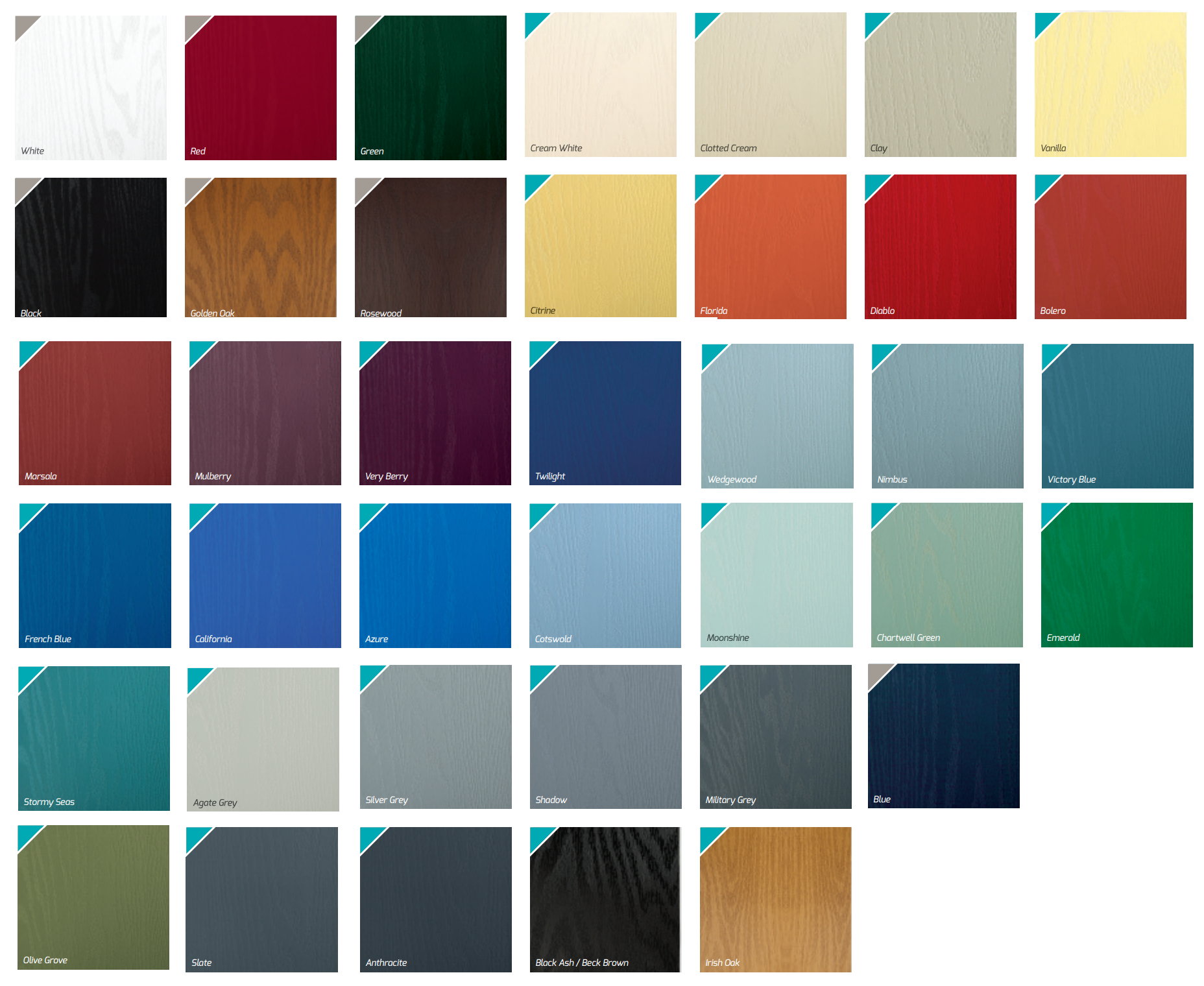 Available in the following colours!